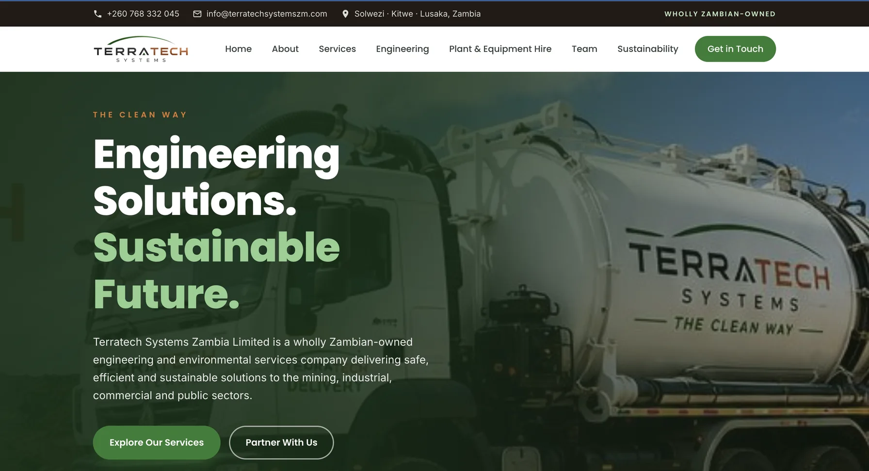 TerraTech Systems public marketing website hero.
